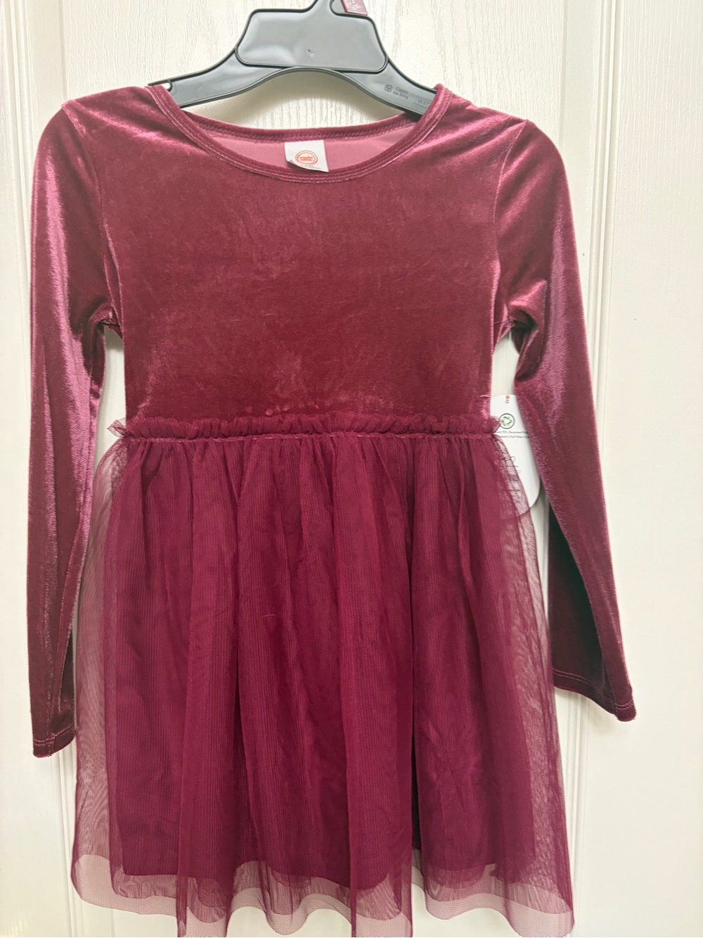 wonder nation Burgundy Velvet & Tulle Dress
